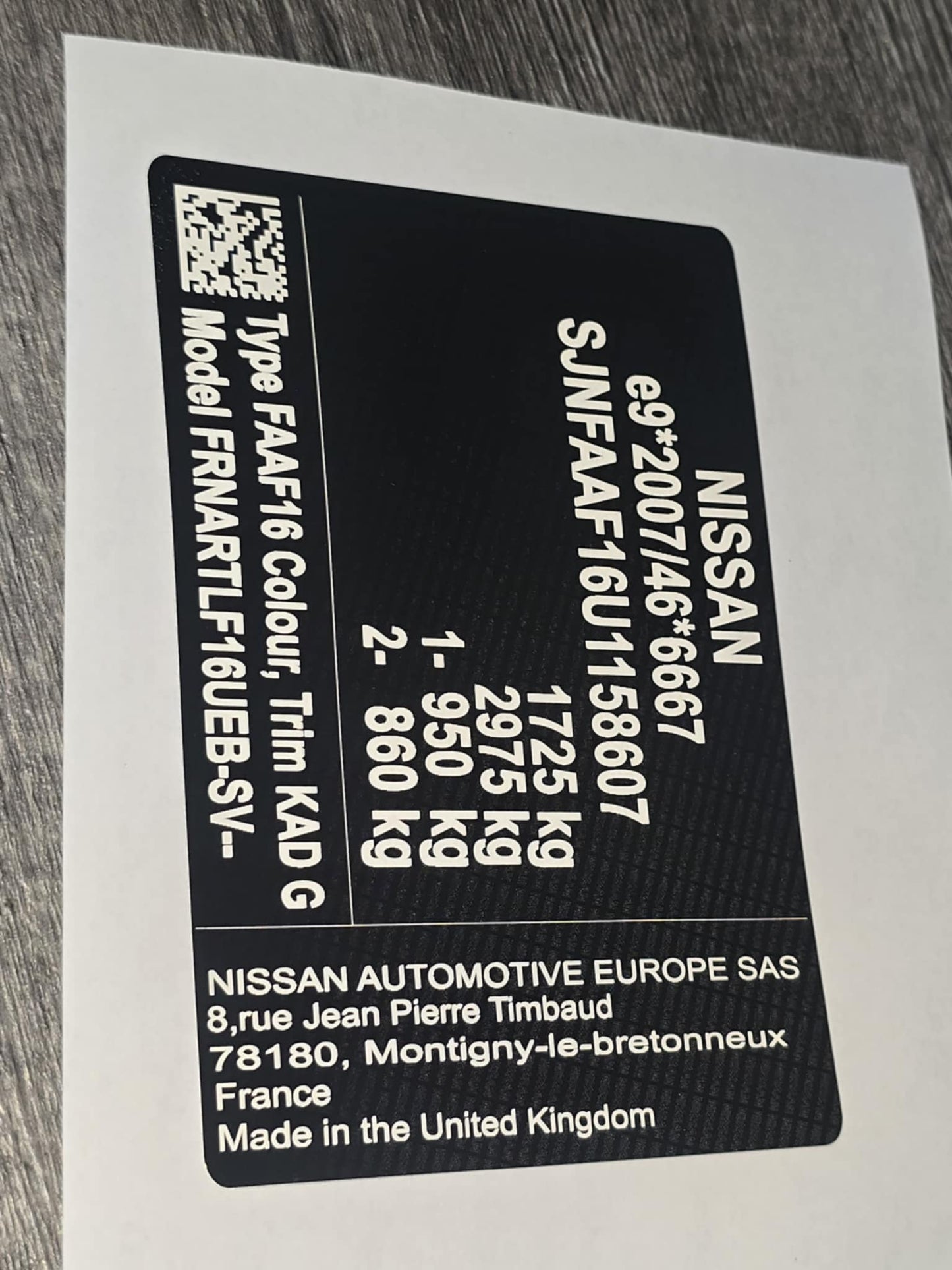 Replacement VIN Stickers for NISSAN - VIN SHIELD UK LTD