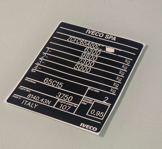 Iveco VIN Tag Stickers
