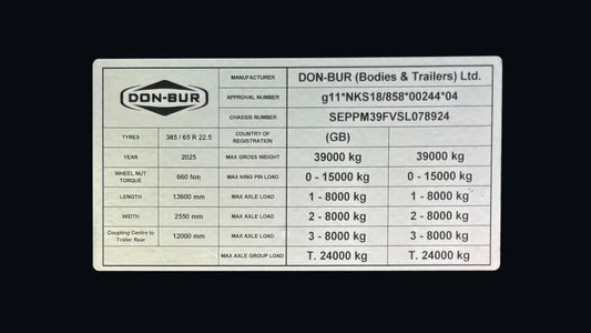 HGV VIN Plates and Weight Rating Labels for Commercial Vehicles