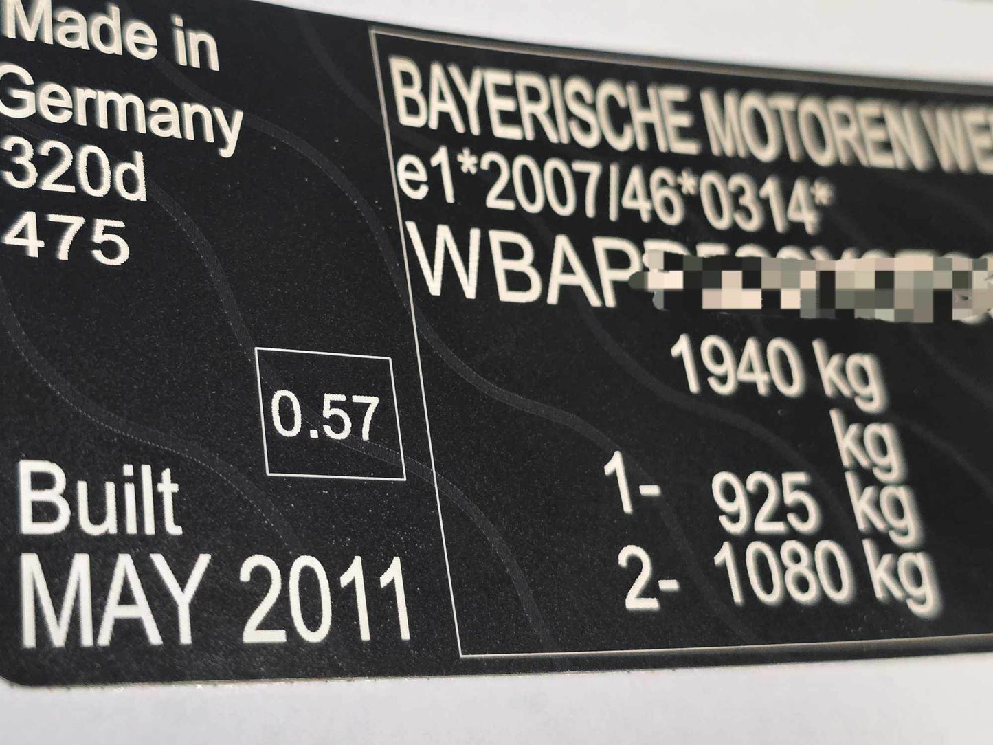 Door B Pillar post VIN Tag StickerDoor B Pillar post