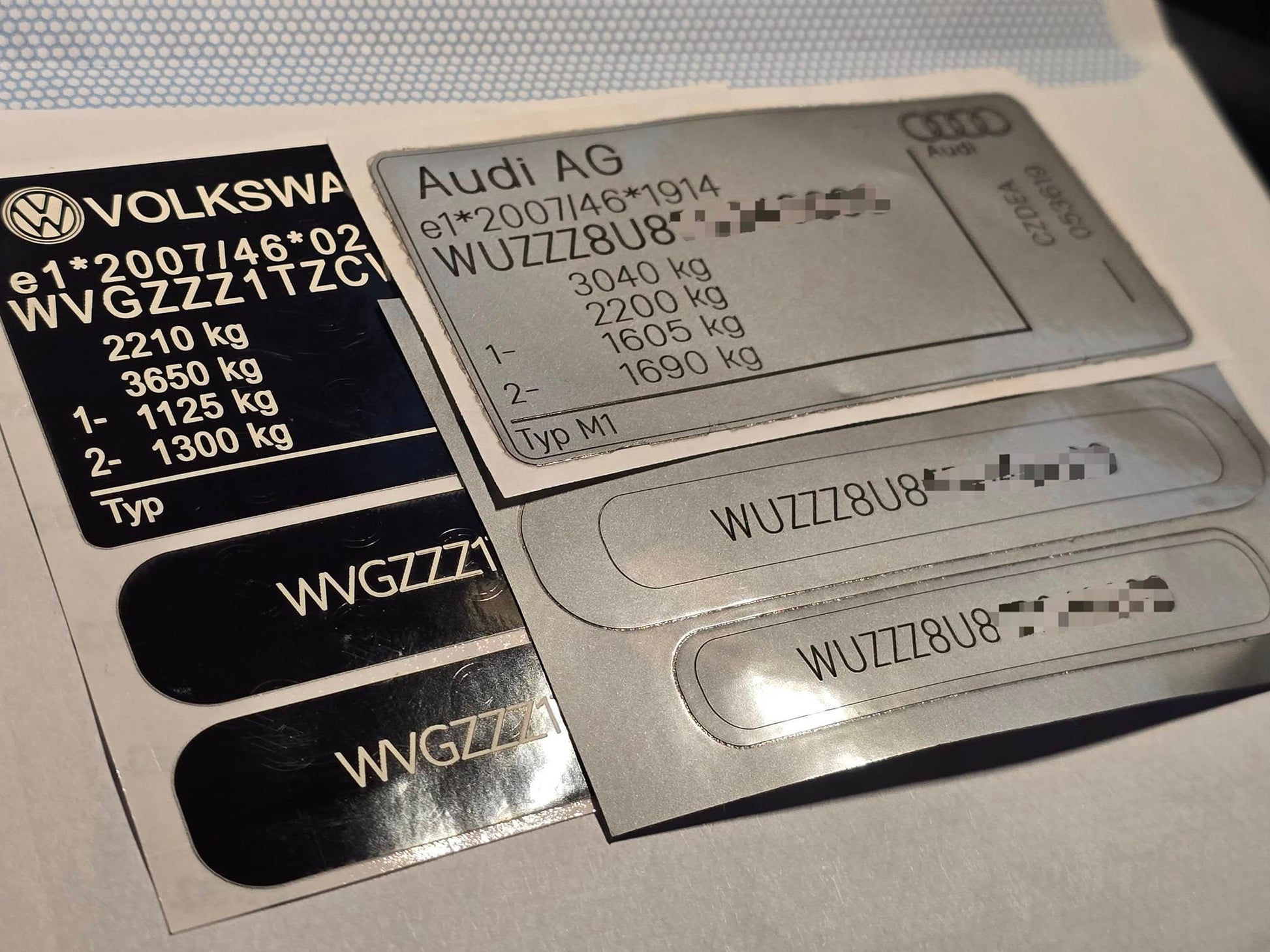 Replacement VIN Stickers for Audi - VIN SHIELD UK LTD