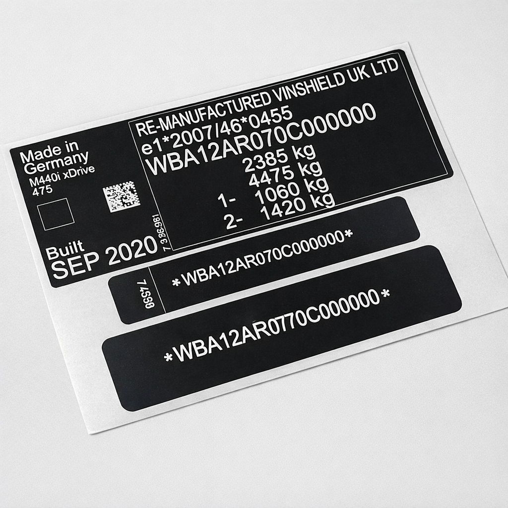 BMW M440i vin sticker replacement plate