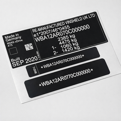 BMW M440i vin sticker replacement plate