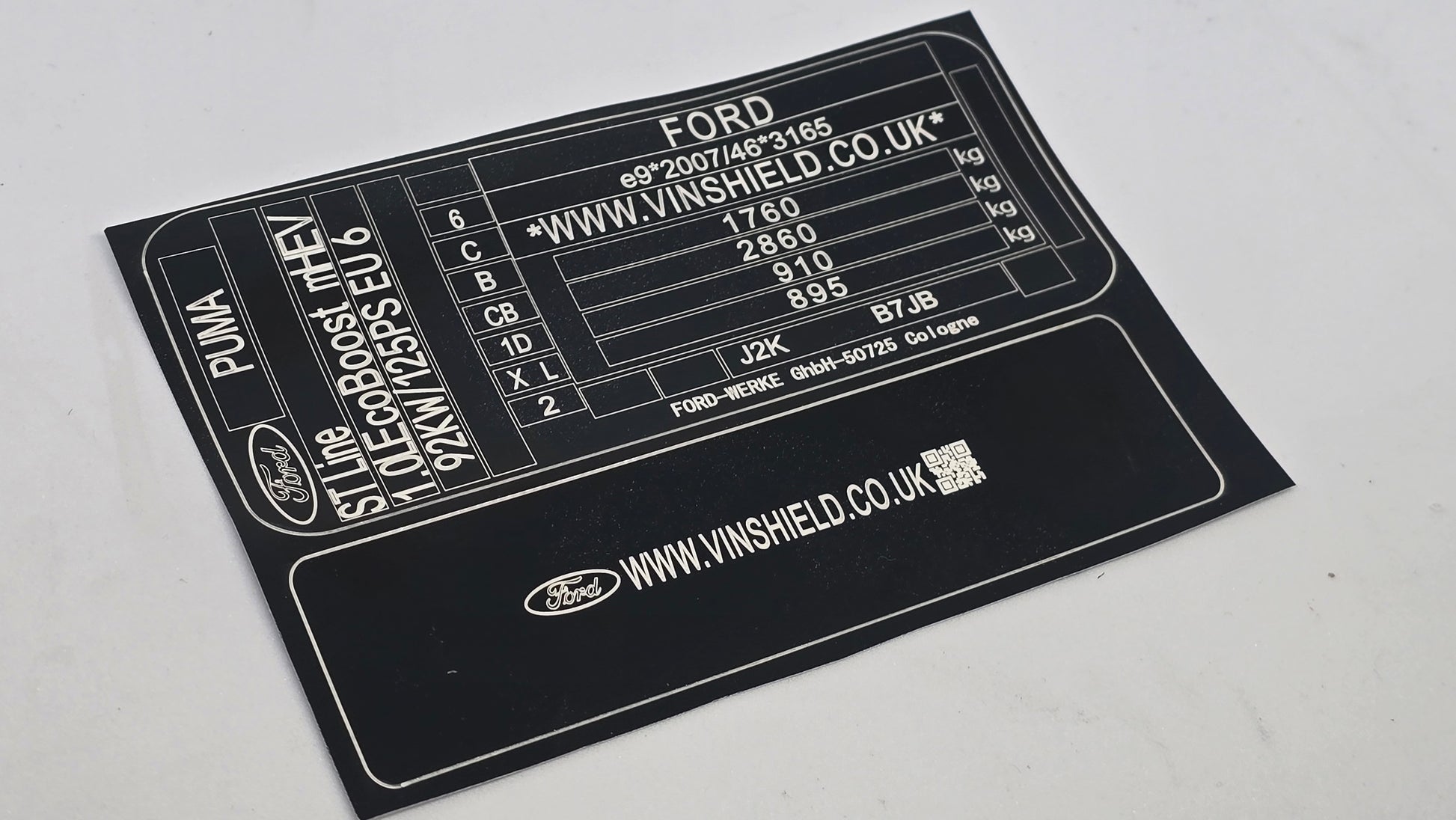 Ford puma vin stickers 