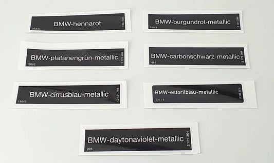 Need a paint code label replacement? We manufacture replacement vehicle paint code stickers for all makes and models — ideal when the original colour code label is missing, damaged, faded, peeling, or painted over.