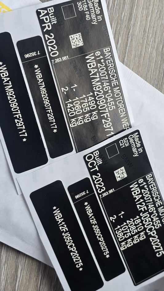 We manufacture VIN sticker and chassis plate replacements for Japanese imported vehicles (JDM) registered in the UK.

Ideal where original Japanese VIN labels are missing, damaged, corroded, incorrectly formatted for UK presentation, or removed during restoration.