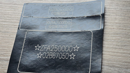 Order a complete 
 VIN replacement set including a  Fiat camper door / B-pillar VIN label,  Fiat motorhome windscreen VIN sticker, and  Fiat RV chassis VIN plate. Manufactured in the UK using durable automotive-grade materials for long-lasting identification.