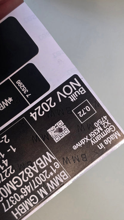 BMW X2 M35i VIN replacement sticker UK with build date November 2024 and vehicle details BMW UK – BMW VIN stickers and car VIN labels

Mercedes-Benz UK – Mercedes VIN decals and tamper-proof VIN stickers

Audi UK – Audi vehicle identification number stickers and OEM VIN labels

Ford UK – Ford VIN stickers, custom automotive VIN labels

Toyota UK – Toyota VIN decals and replacement VIN stickers

Volkswagen UK – VW VIN stickers and durable car VIN labels

Honda UK – Honda VIN decals, tamper-proof vehicle ID s