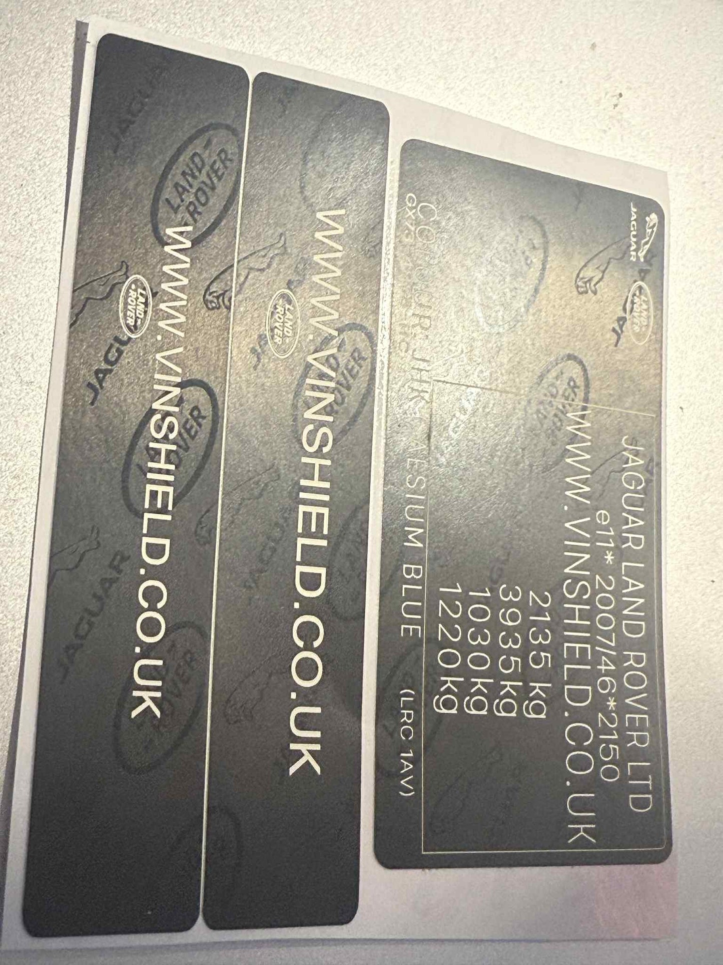 Jaguar Land Rover VIN sticker set replacement labels with official style and durable design