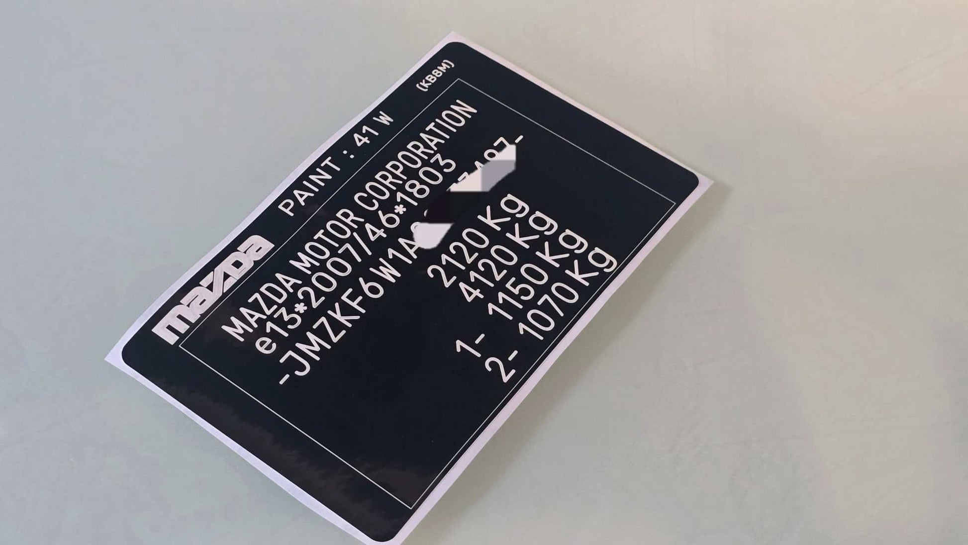 Mazda CX-5 Replacement VIN StickerMazda CX-5