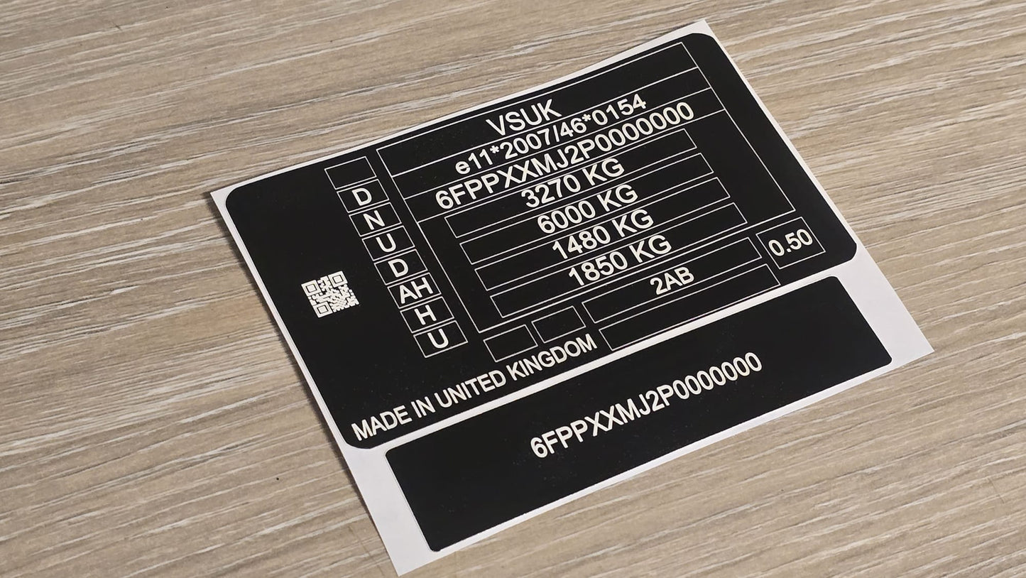Vehicle Identification Replacement Set – Windscreen & Door Labels