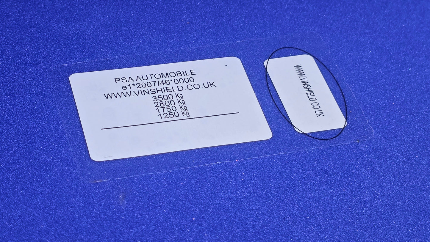 Renault VIN door label replacement sticker for PSA automobiles with weight specifications and waterproof durable design