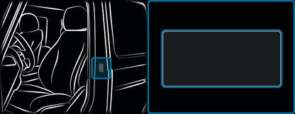 Illustration of vehicle interior door with highlighted area for windscreen and door VIN labels placement