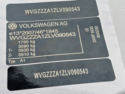 VW Volkswagen Golf 7.5 VIN Label Replacement UK - DVLA Compliant Decal