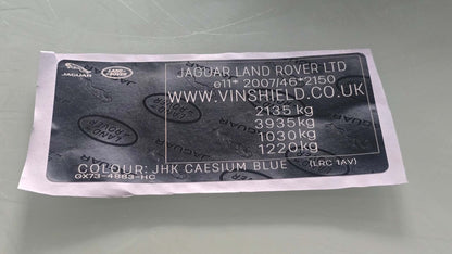 Jaguar Land Rover Door VIN Tag StickerJaguar Land Rover Door VIN Tag Sticker