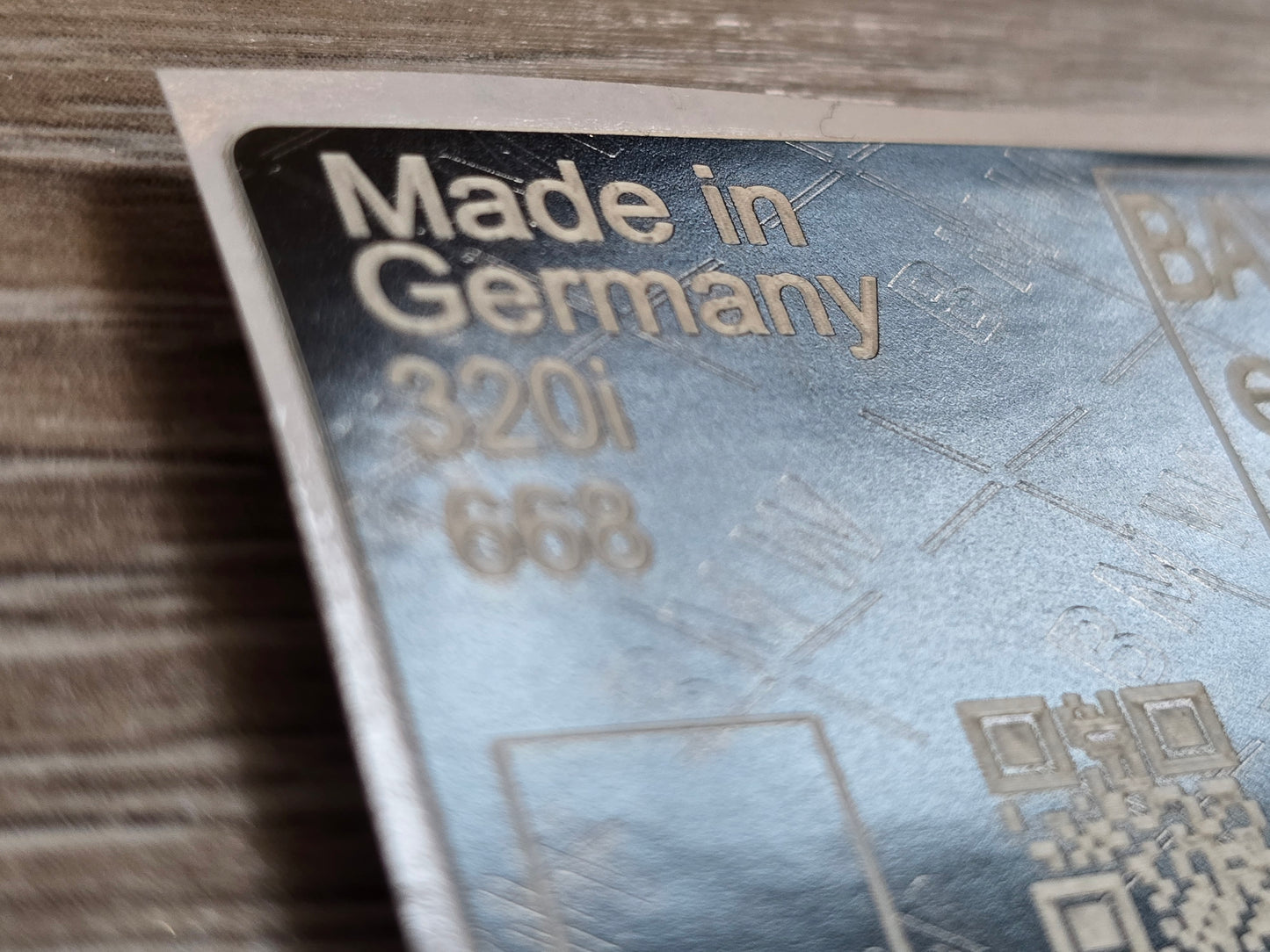 BMW 320i VIN Label Replacement UK - DVLA Compliant Decal