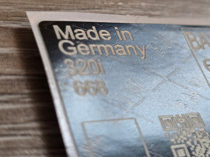 BMW 320i VIN Label Replacement UK - DVLA Compliant Decal