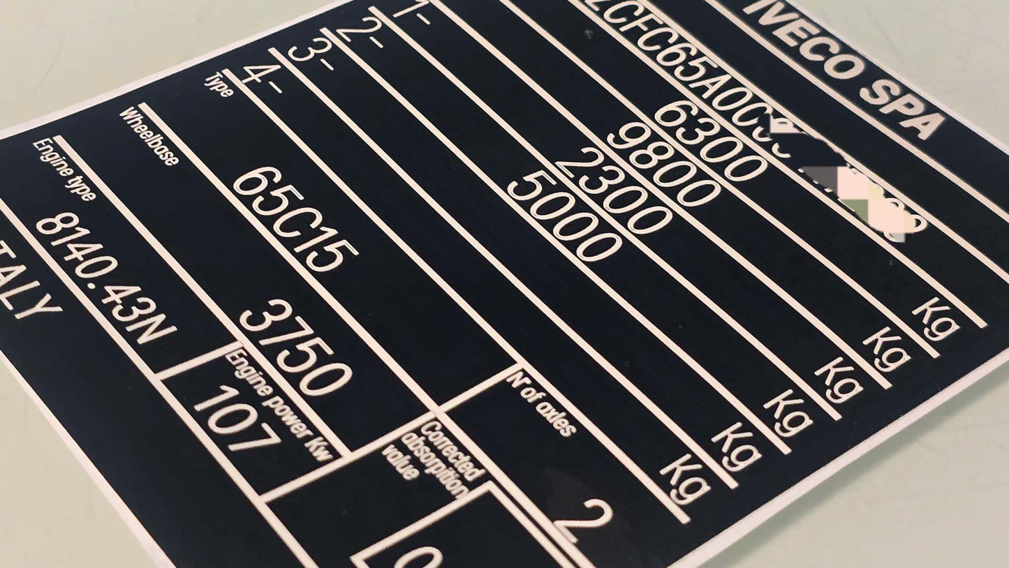 Iveco VIN Tag StickersIveco VIN Tag Stickers