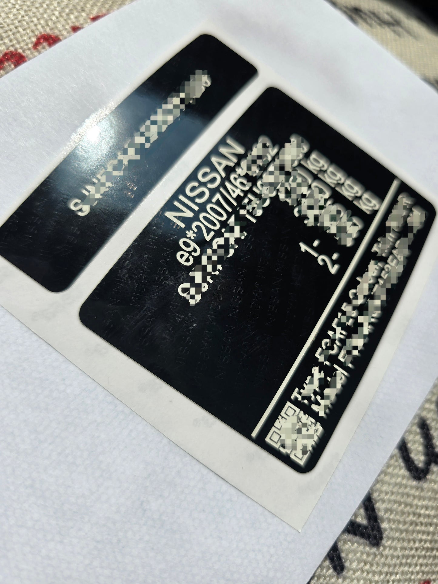 Replacement VIN Stickers for NISSAN - VIN SHIELD UK LTD