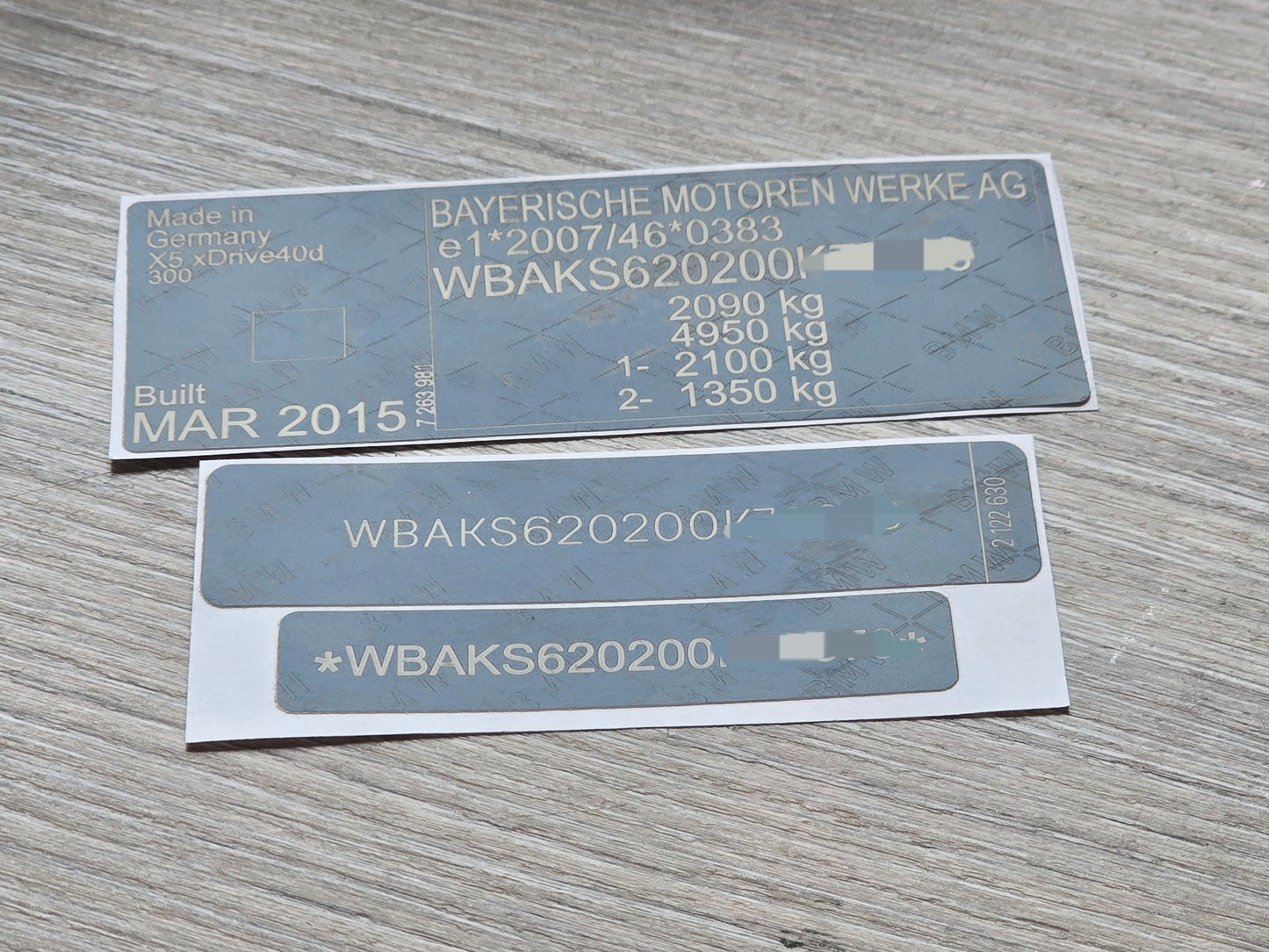 BMW X5 VIN Label Replacement UK - DVLA Compliant Decal