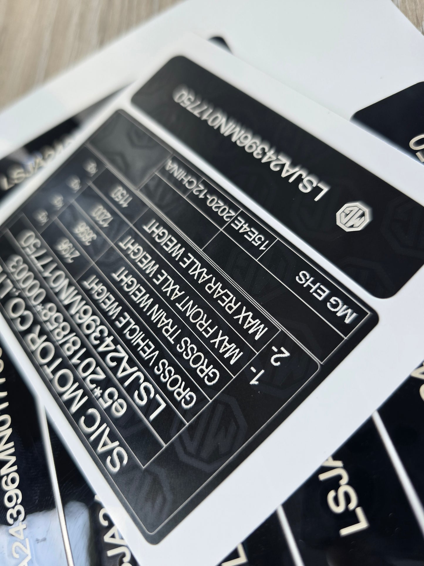 MG VIN Label Replacement UK - DVLA Compliant Decal