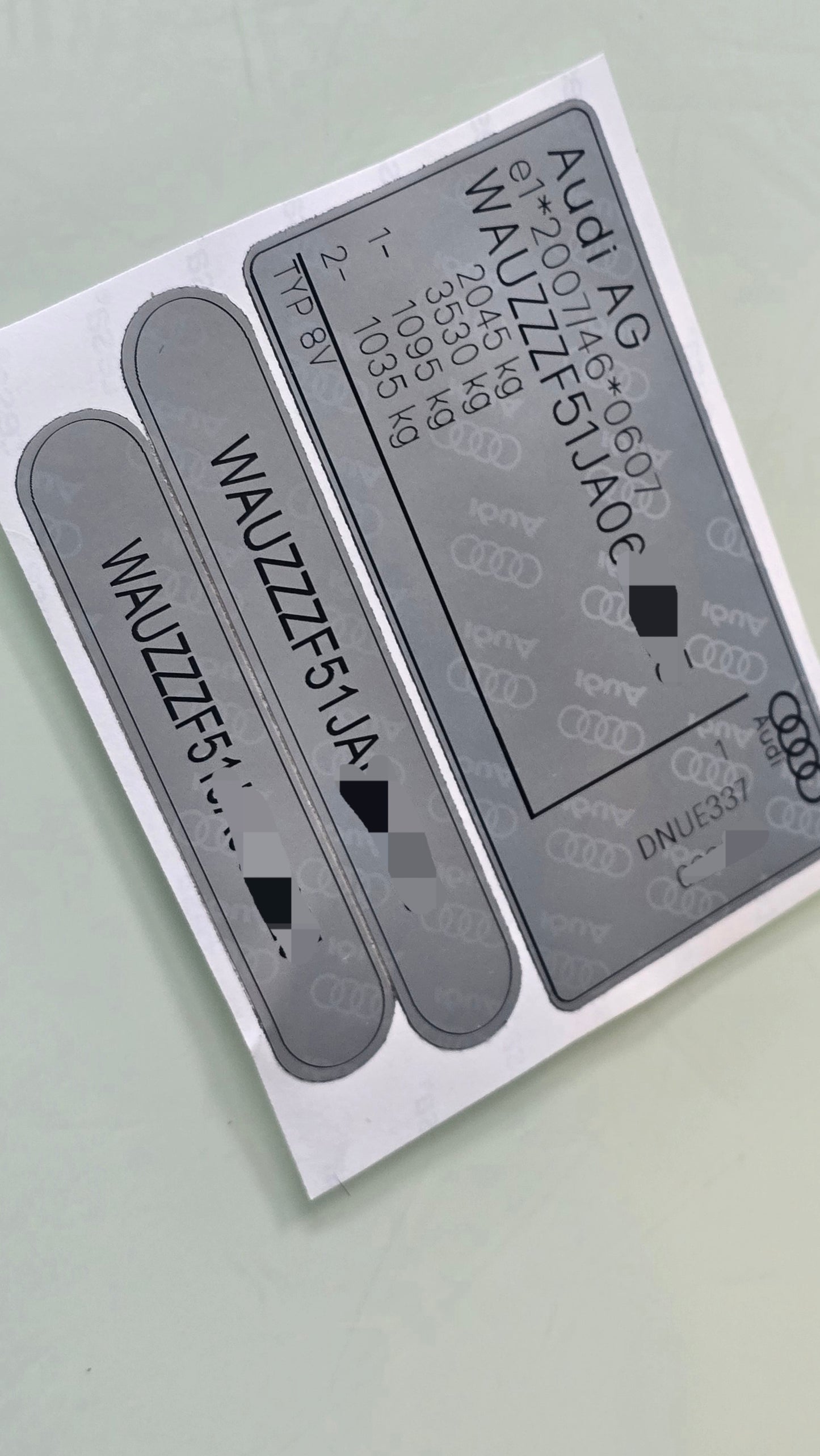 Audi VIN Stickers - VIN SHIELD UK LTD