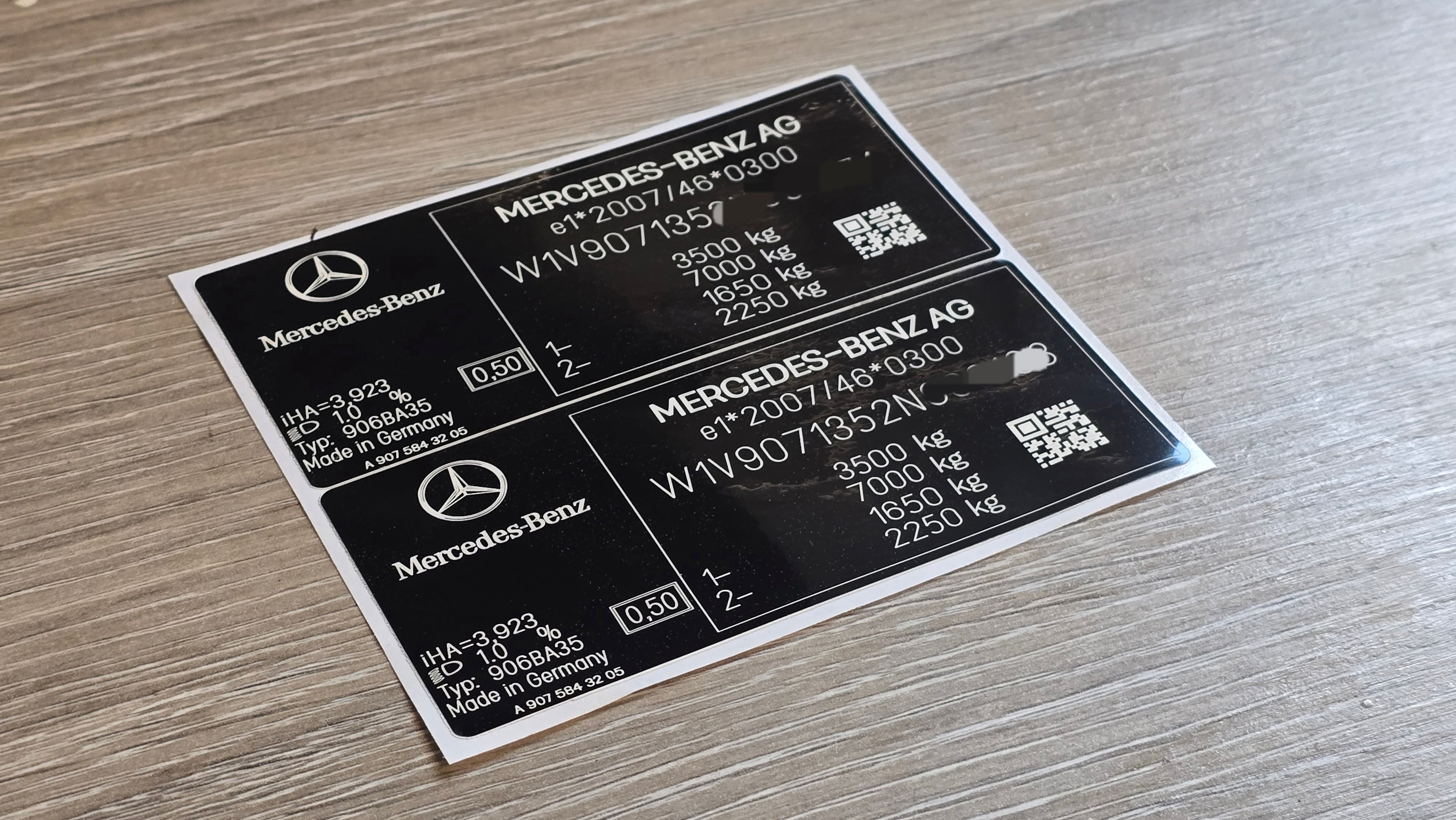 Mercedes Sprinter Replacement VIN Sticker UK by VINSHIELD