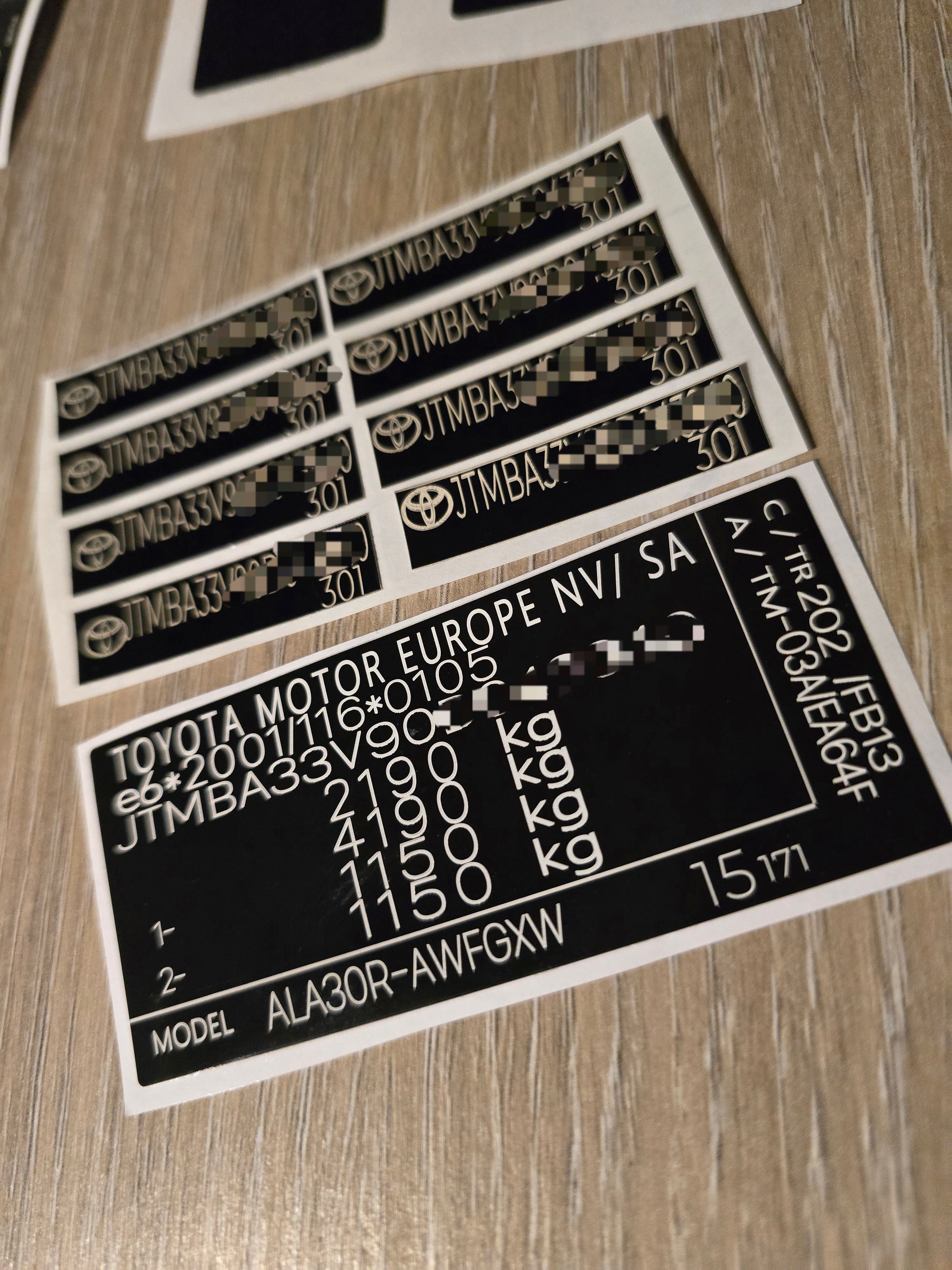 Replacement VIN Stickers for TOYOTA - VIN SHIELD UK LTD