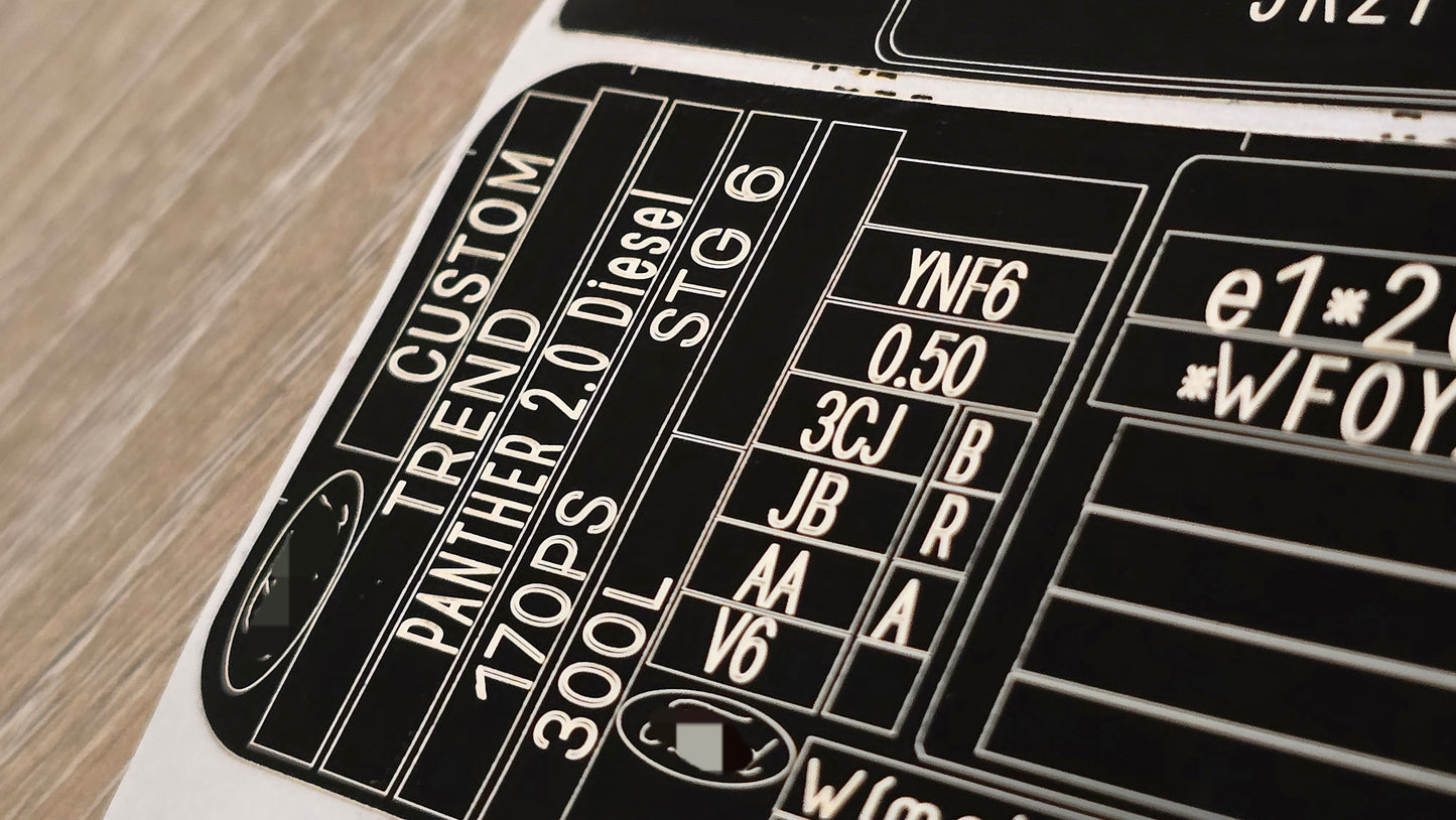 Transit Custom VIN Replacement Sticker UK by VINSHIELD