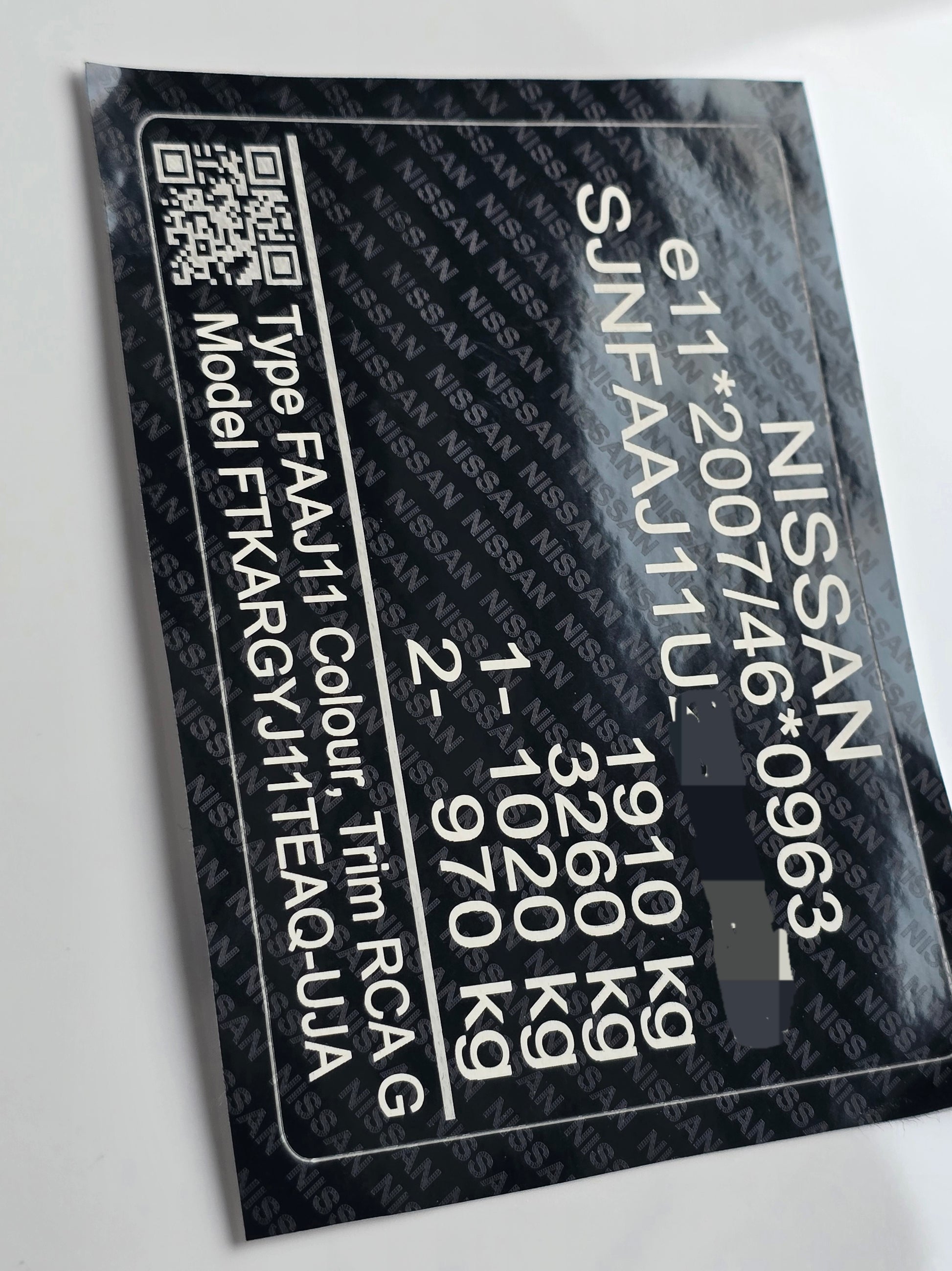 Replacement VIN Stickers for NISSAN - VIN SHIELD UK LTD