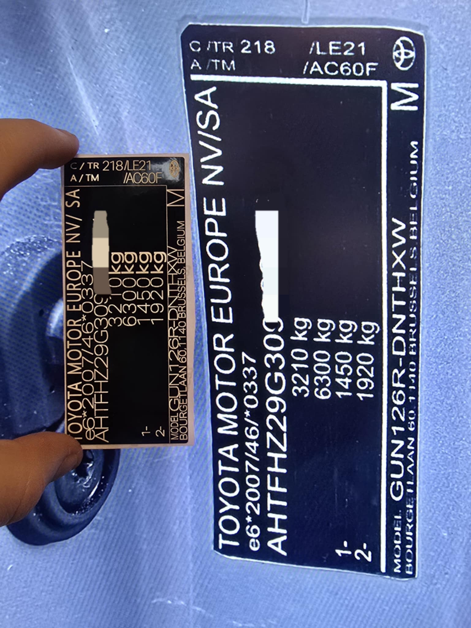 before and after photo of vehicle vin sticker been replaced and repaired