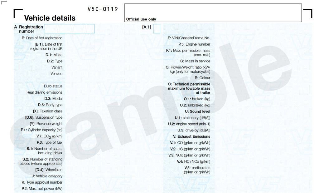 Official vehicle details sheet featuring vin stickers vin plates chassis plates vin tags data plates and anti tamper vin labels
