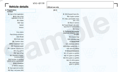 Official vehicle details sheet featuring vin stickers vin plates chassis plates vin tags data plates and anti tamper vin labels