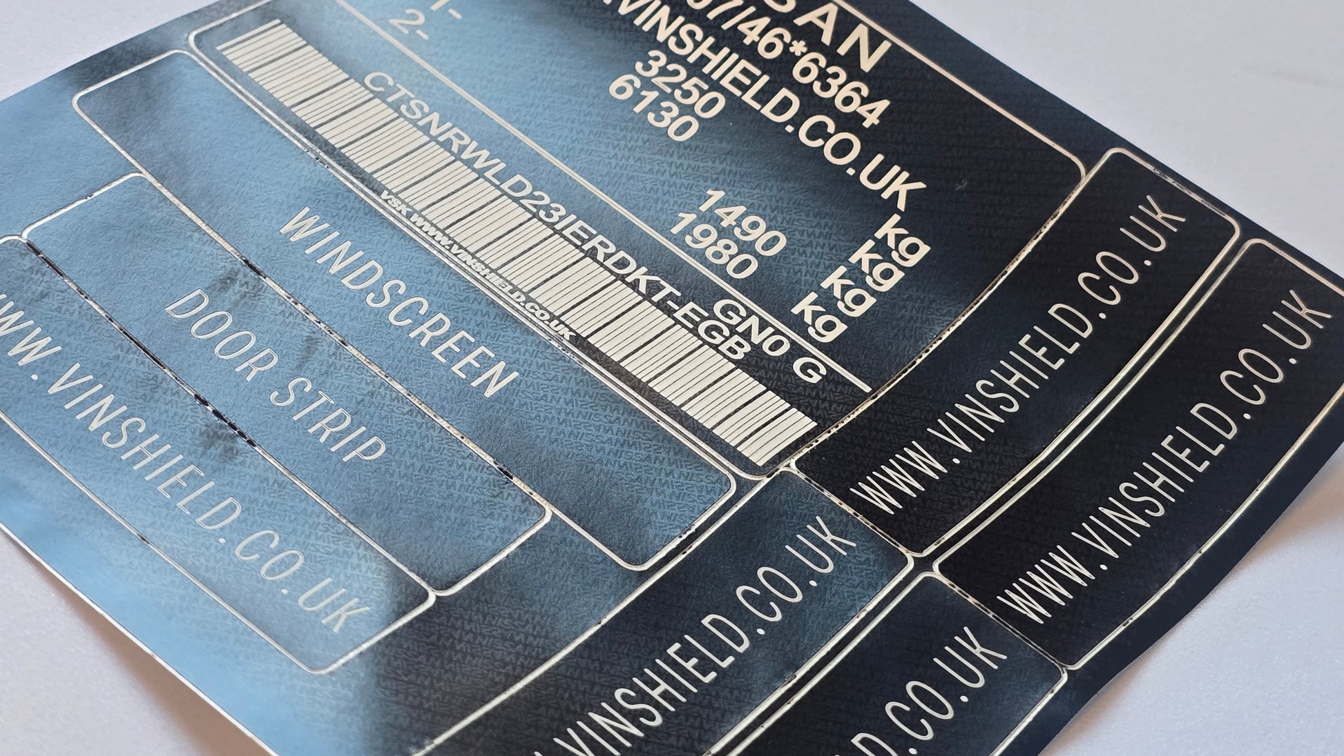 Nissan VIN sticker replacement durable anti-tamper VIN label with barcode and vehicle details from VINShield UK