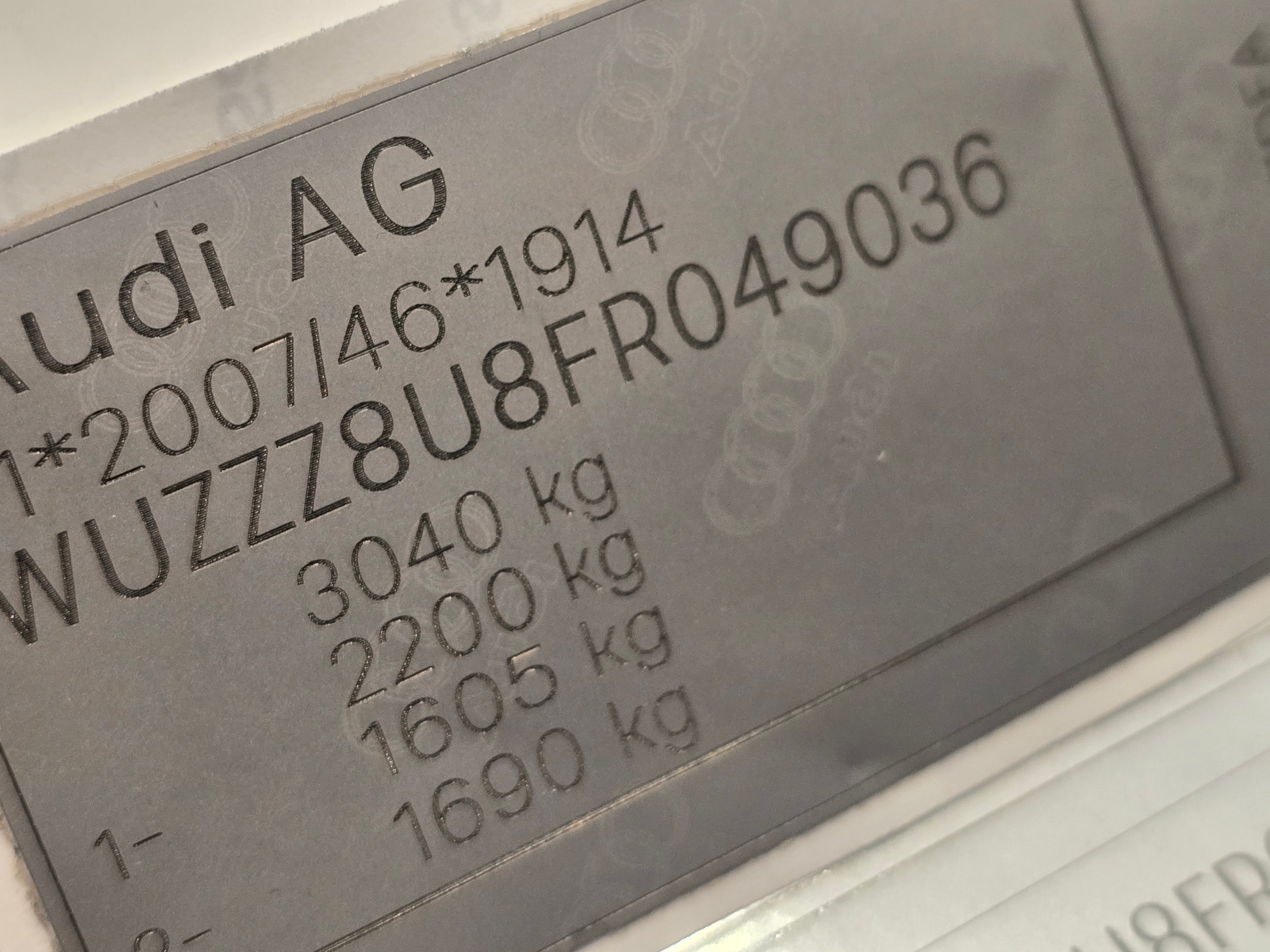 VINSHIELD UK metal VIN plate with vehicle identification number and weight specifications, featuring vin stickers vin plates chassis plates vin tags data plates anti tamper vin labels