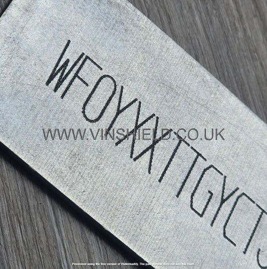 Close-up of a metal vin plate with engraved code on wooden surface showing vin stickers vin plates chassis plates vin tags data tags data plates BMW UK – BMW VIN stickers and car VIN labels

Mercedes-Benz UK – Mercedes VIN decals and tamper-proof VIN stickers

Audi UK – Audi vehicle identification number stickers and OEM VIN labels

Ford UK – Ford VIN stickers, custom automotive VIN labels

Toyota UK – Toyota VIN decals and replacement VIN stickers

Volkswagen UK – VW VIN stickers and durable car VIN labels